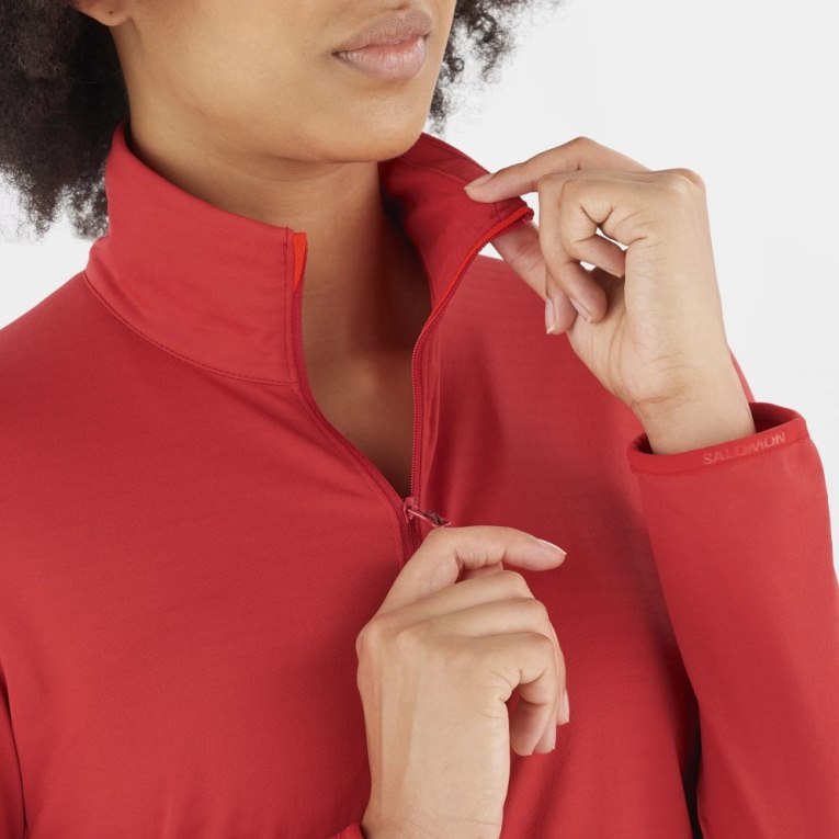 Chaquetas Salomon Essential Lightwarm Full Zip Mujer Rojos | MX WZTM892